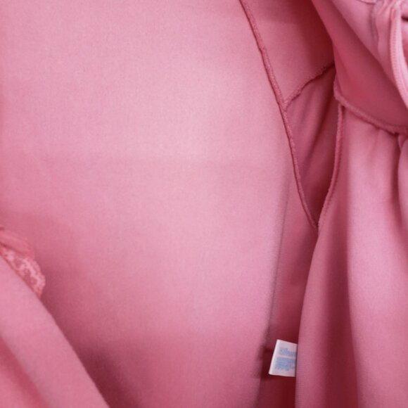 Vintage Vassarette Velvelour Velvet Pink Lace Ruffle House Coat Robe 1970s - Picture 11 of 13